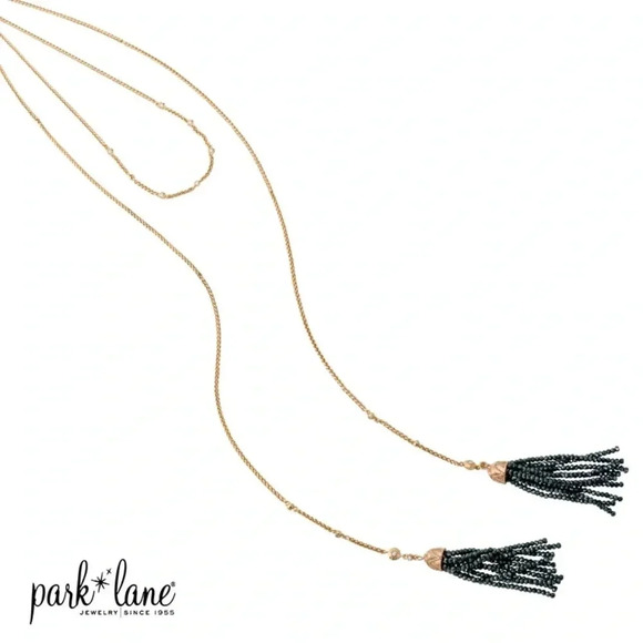 Dainty Tassel Layered Gold Hematite Beaded Necklace Wrangler Park Lane Jewelry - Picture 4 of 5